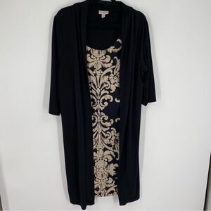 DC Women’s Round Neck Elbow Sleeve Midi Dress size 18 Jersey Knit